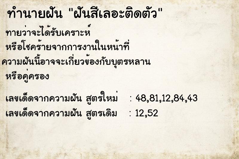 ทำนายฝัน ฝันสีเลอะติดตัว