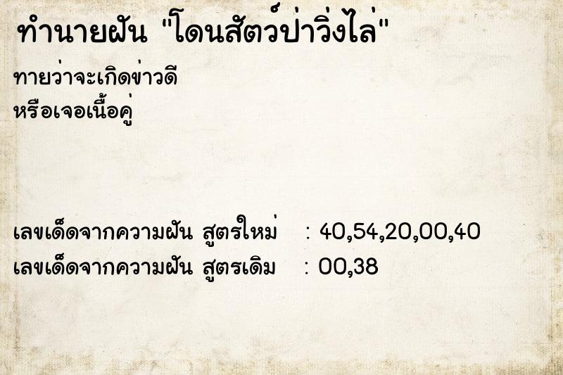 ทำนายฝัน โดนสัตว์ป่าวิ่งไล่