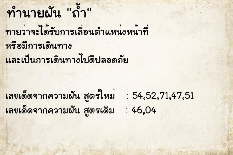 ทำนายฝัน ถ้ำ  เลขนำโชค 