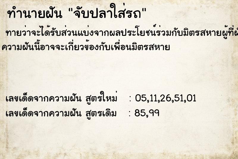 ทำนายฝัน จับปลาใส่รถ