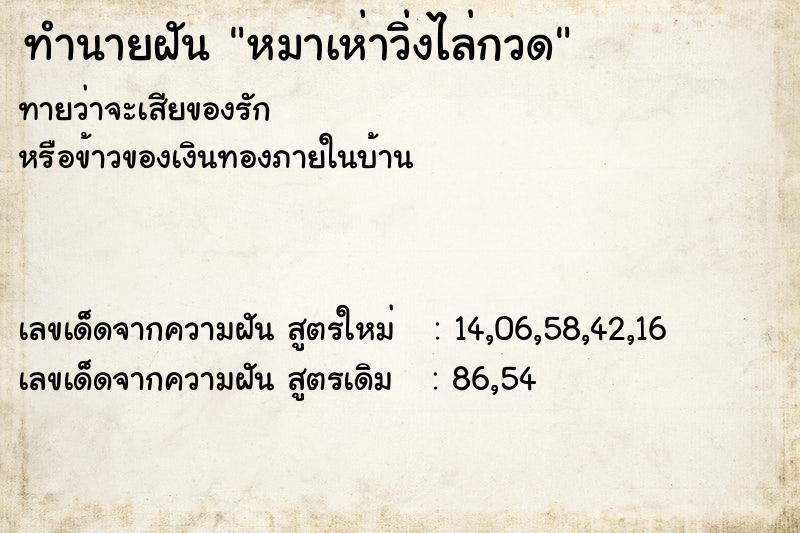 ทำนายฝัน หมาเห่าวิ่งไล่กวด