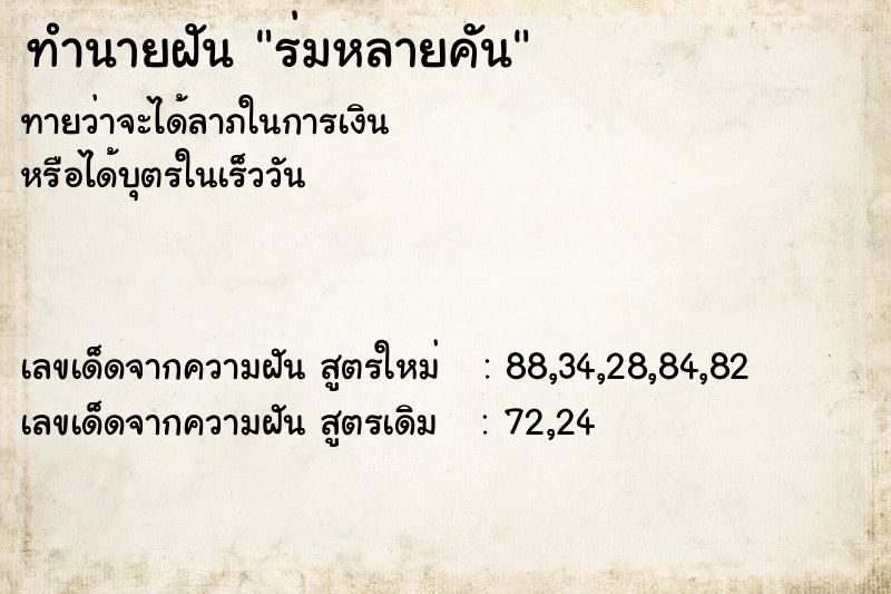 ทำนายฝัน ร่มหลายคัน  เลขนำโชค 