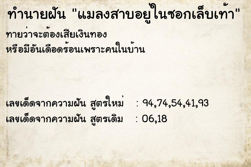 ทำนายฝัน แมลงสาบอยู่ในซอกเล็บเท้า