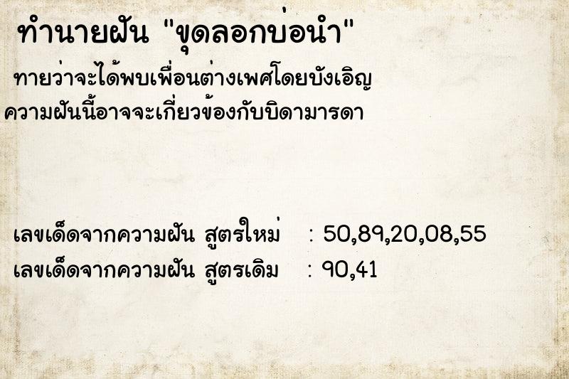 ทำนายฝัน ขุดลอกบ่อนำ