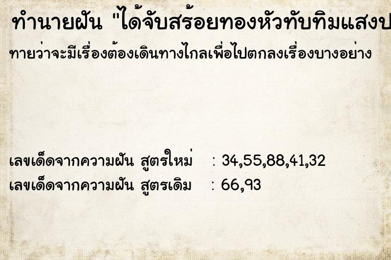 ทำนายฝัน ได้จับสร้อยทองหัวทับทิมแสงประกาย