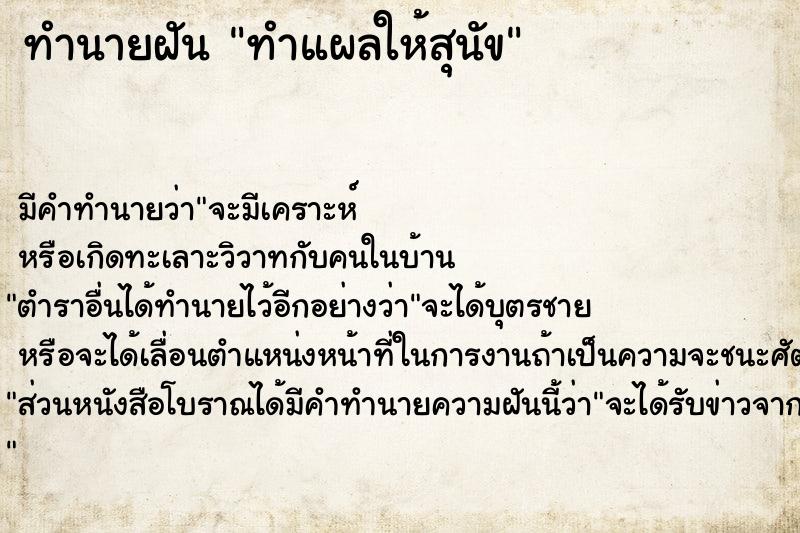 ทำนายฝัน ทำแผลให้สุนัข