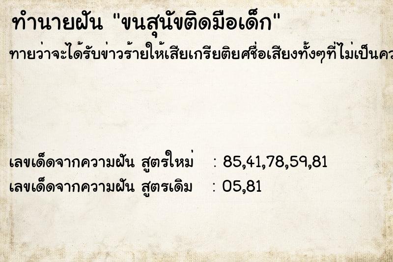 ทำนายฝัน ขนสุนัขติดมือเด็ก