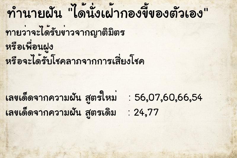 ทำนายฝัน ได้นั่งเฝ้ากองขี้ของตัวเอง