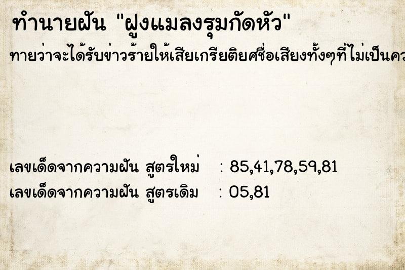 ทำนายฝัน ฝูงแมลงรุมกัดหัว