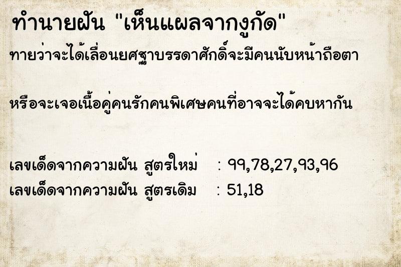 ทำนายฝัน เห็นแผลจากงูกัด