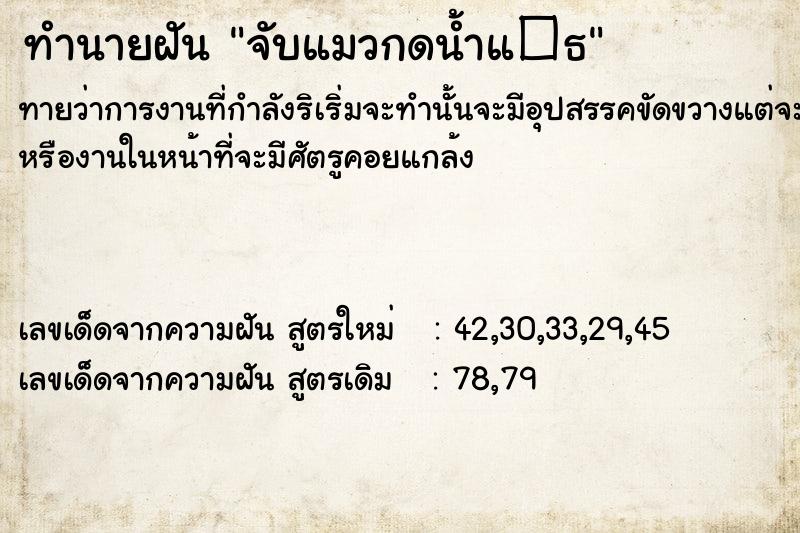 ทำนายฝัน จับแมวกดน้ำแ�¸