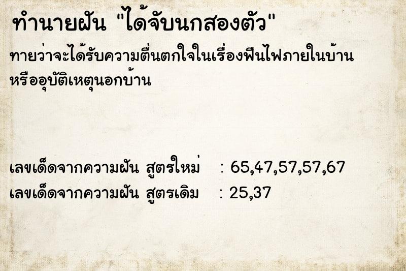 ทำนายฝัน ได้จับนกสองตัว  เลขนำโชค 