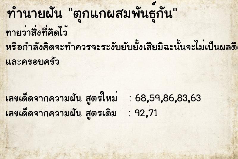 ทำนายฝัน ตุกแกผสมพันธุ์กัน