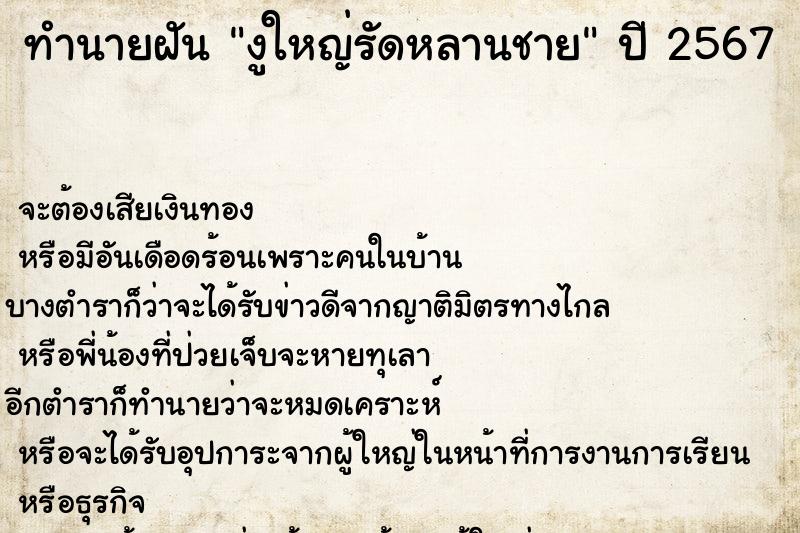 ทำนายฝัน งูใหญ่รัดหลานชาย