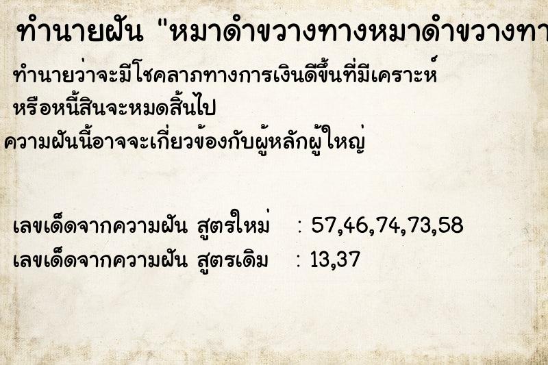 ทำนายฝัน หมาดำขวางทางหมาดำขวางทาง