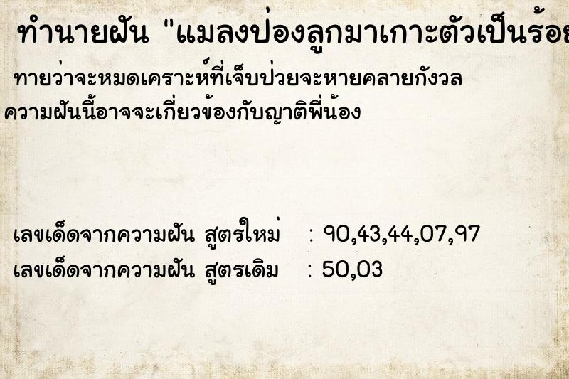 ทำนายฝัน แมลงป่องลูกมาเกาะตัวเป็นร้อยตัวแต่ไม่กัด