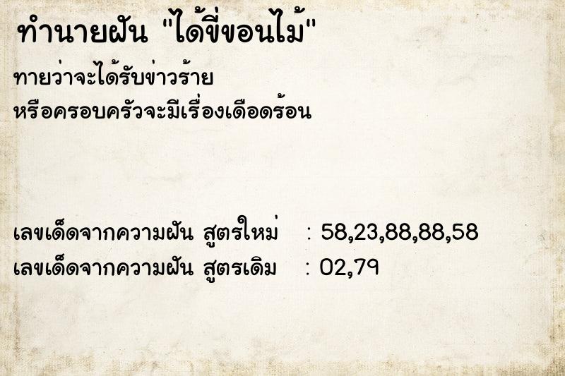 ทำนายฝัน ได้ขี่ขอนไม้