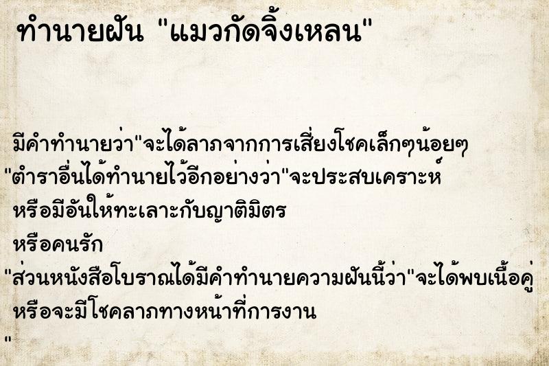 ทำนายฝัน แมวกัดจิ้งเหลน