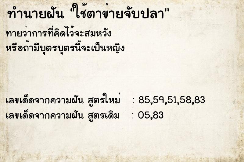 ทำนายฝัน ใช้ตาข่ายจับปลา