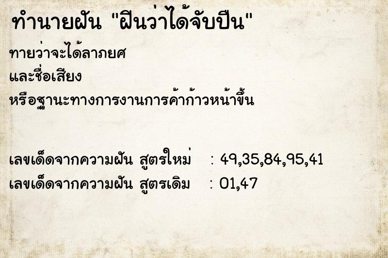 ทำนายฝัน ฝีนว่าได้จับปืน