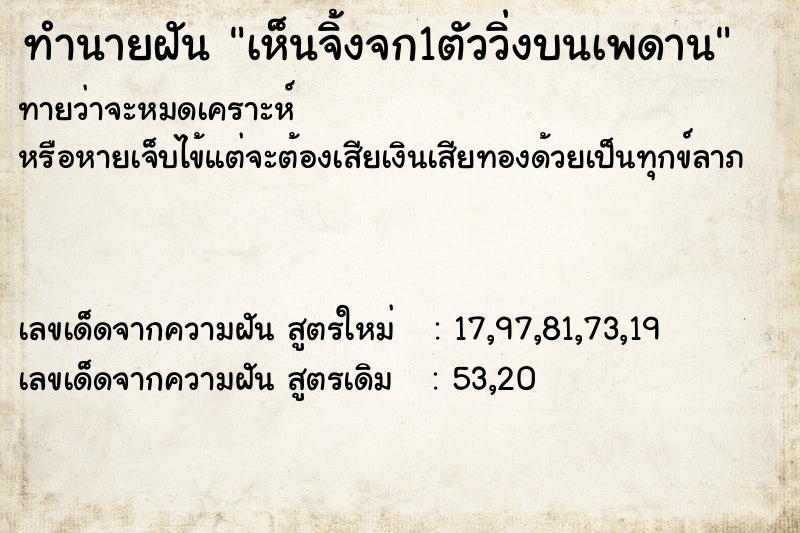 ทำนายฝัน เห็นจิ้งจก1ตัววิ่งบนเพดาน