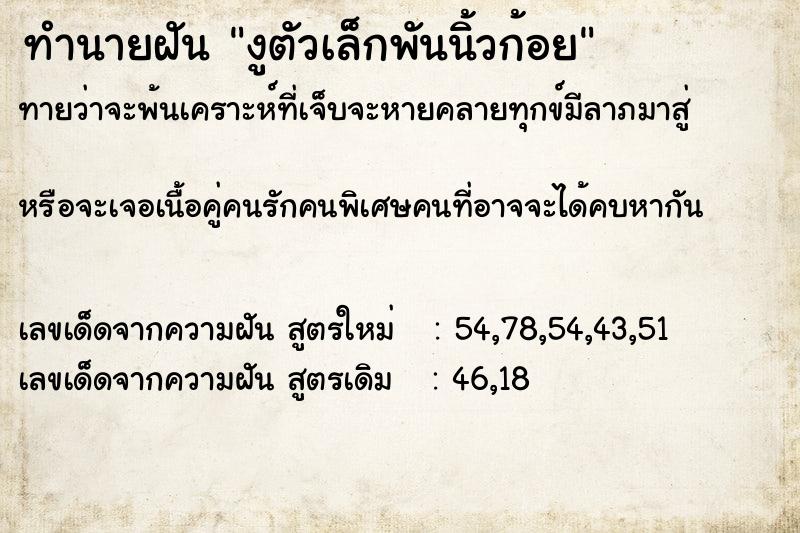 ทำนายฝัน งูตัวเล็กพันนิ้วก้อย