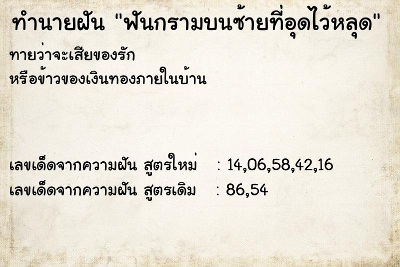 ทำนายฝัน ฟันกรามบนซ้ายที่อุดไว้หลุด