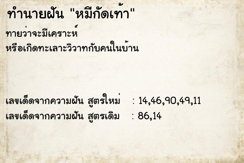 ทำนายฝัน หมีกัดเท้า