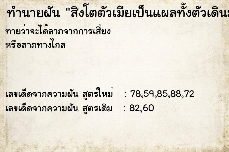 ทำนายฝัน สิงโตตัวเมียเป็นแผลทั้งตัวเดินมาหา