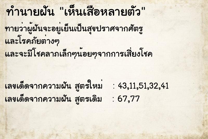 ทำนายฝัน เห็นเสือหลายตัว