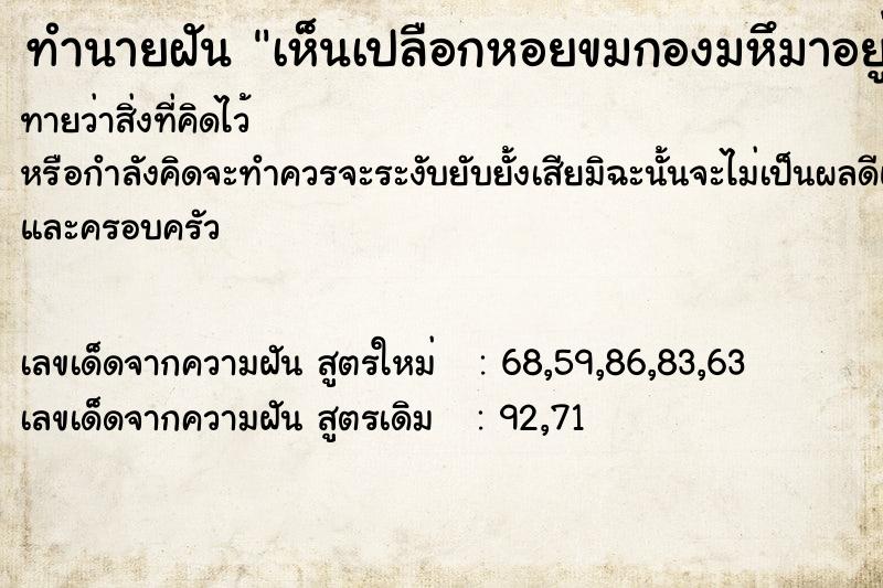 ทำนายฝัน เห็นเปลือกหอยขมกองมหึมาอยู่ใต้เตียงนอน