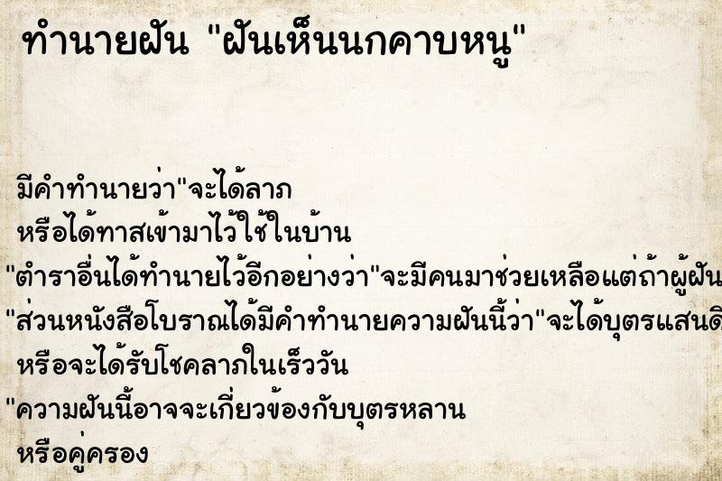 ทำนายฝัน ฝันเห็นนกคาบหนู