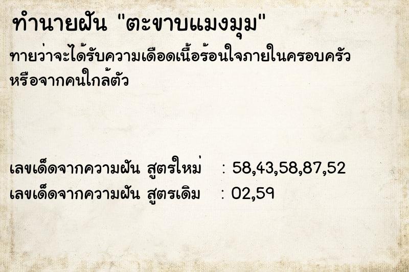 ทำนายฝัน ตะขาบแมงมุม