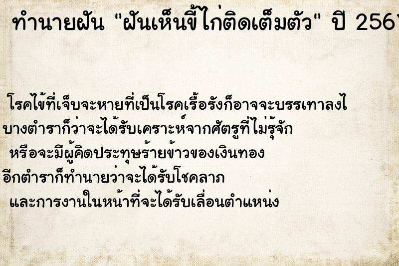 ทำนายฝัน ฝันเห็นขี้ไก่ติดเต็มตัว