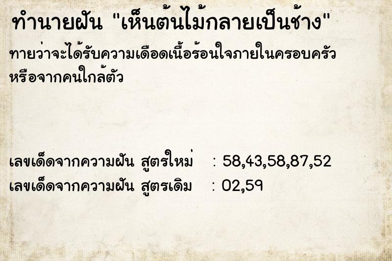 ทำนายฝัน เห็นต้นไม้กลายเป็นช้าง