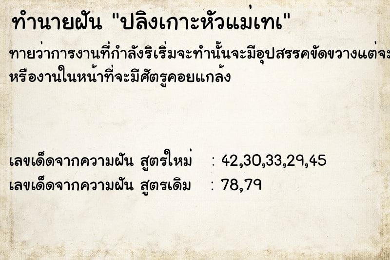 ทำนายฝัน ปลิงเกาะหัวแม่เทà