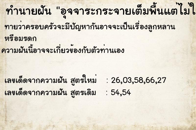 ทำนายฝัน อุจจาระกระจายเต็มพื้นแต่ไม่ใช่ของเรา