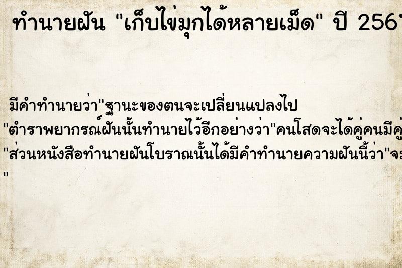 ทำนายฝัน เก็บไข่มุกได้หลายเม็ด  เลขนำโชค 