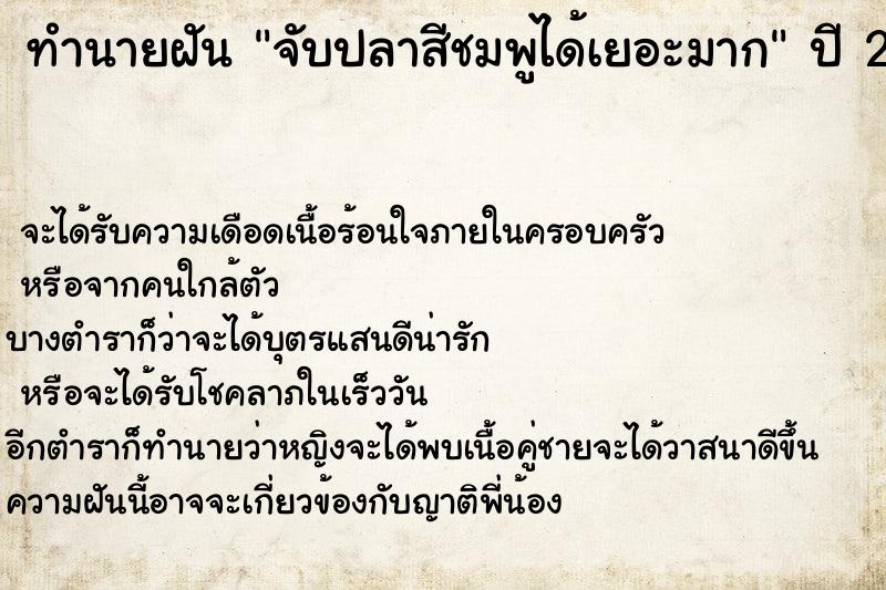 ทำนายฝัน จับปลาสีชมพูได้เยอะมาก