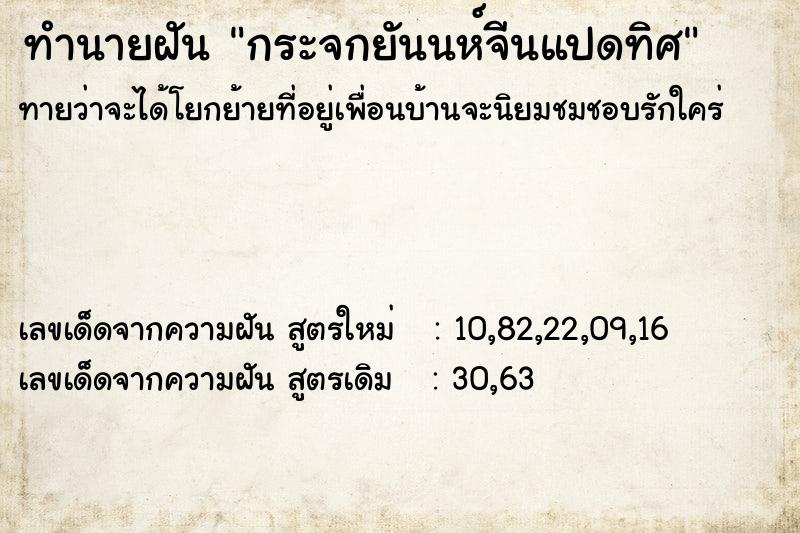 ทำนายฝัน กระจกยันนห์จีนแปดทิศ