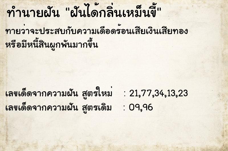 ทำนายฝัน ฝันได้กลิ่นเหม็นขี้