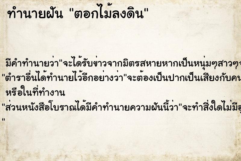 ทำนายฝัน ตอกไม้ลงดิน