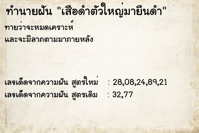 ทำนายฝัน เสือดำตัวใหญ่มายืนดำ