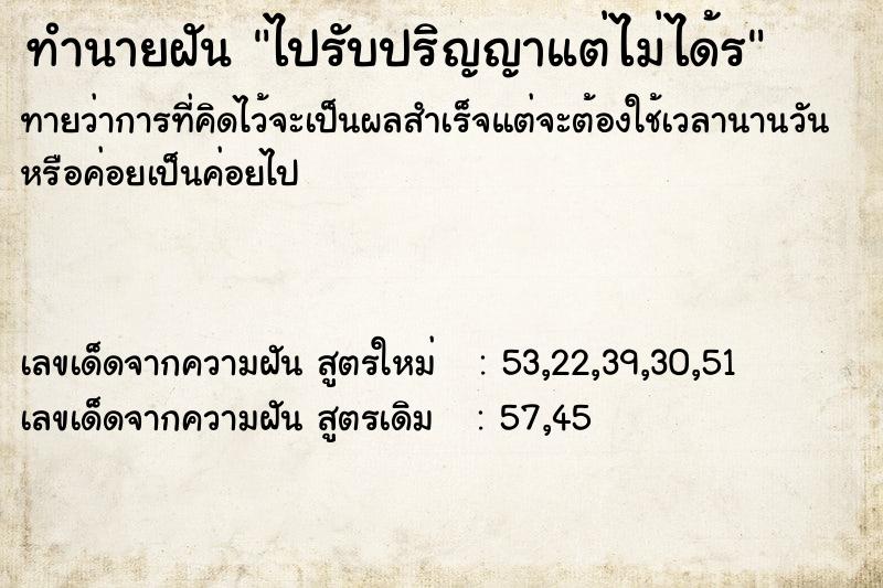 ทำนายฝัน ไปรับปริญญาแต่ไม่ได้ร