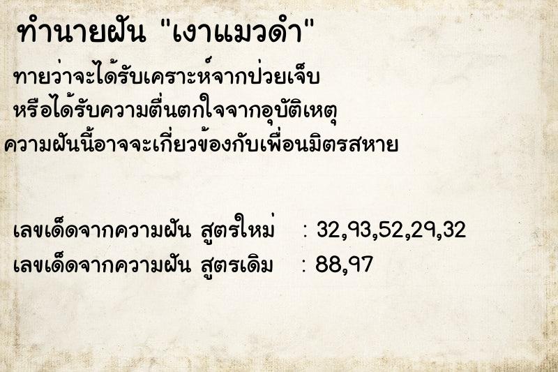 ทำนายฝัน เงาแมวดำ