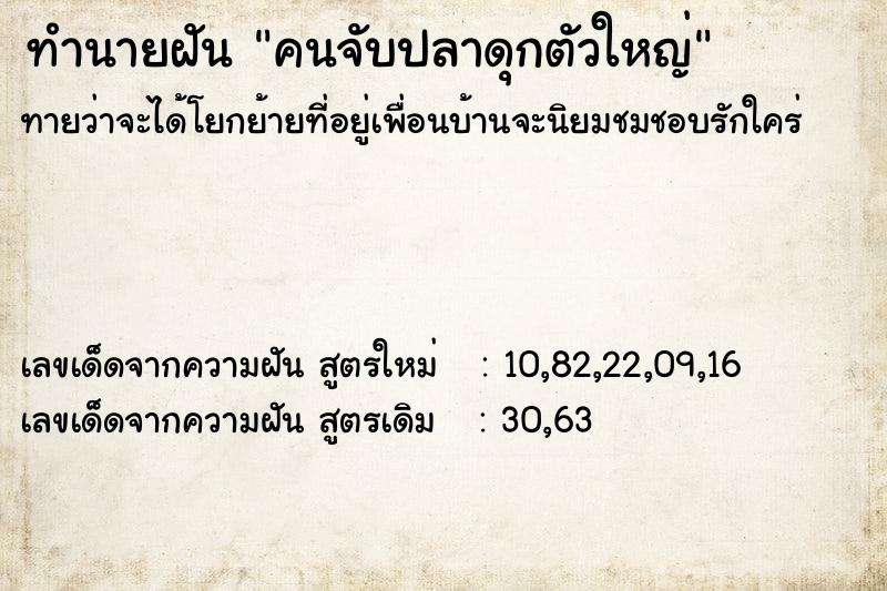 ทำนายฝัน คนจับปลาดุกตัวใหญ่