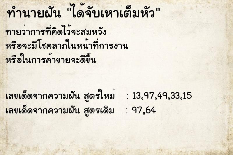 ทำนายฝัน ได้จับเหาเต็มหัว