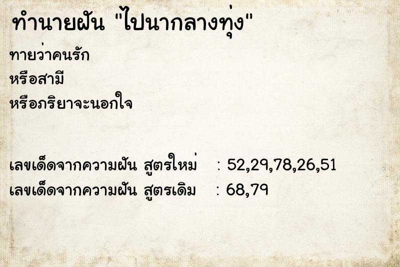 ทำนายฝัน ไปนากลางทุ่ง