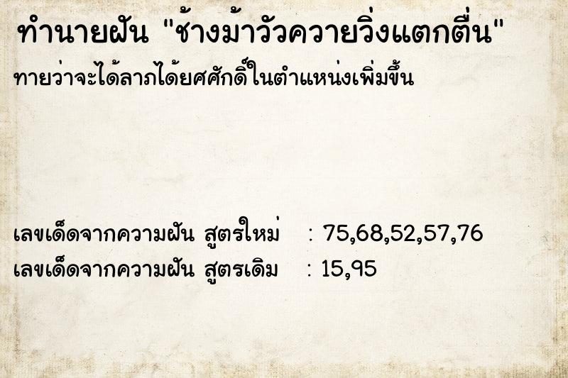 ทำนายฝัน ช้างม้าวัวควายวิ่งแตกตื่น