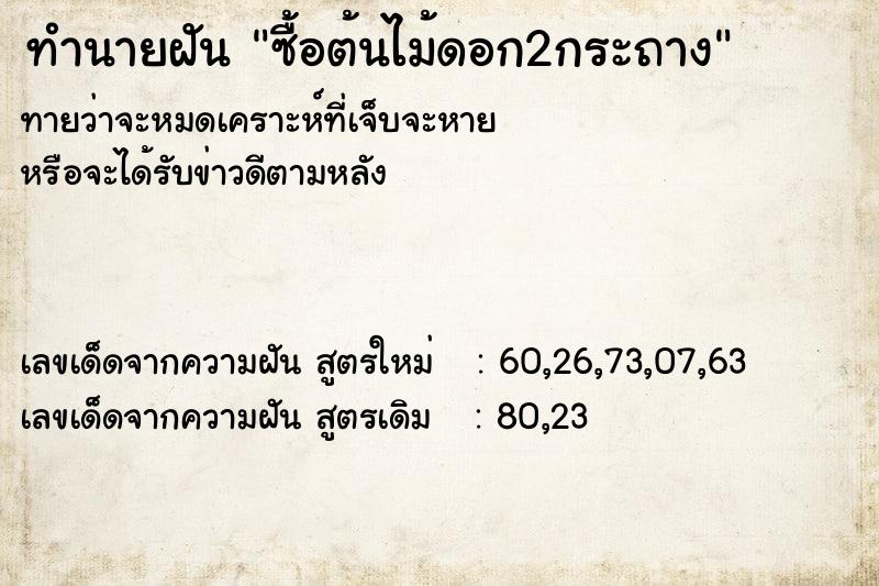 ทำนายฝัน ซื้อต้นไม้ดอก2กระถาง